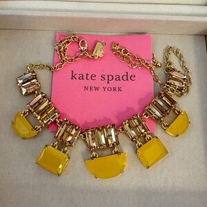 Kate Spade Gold Yellow Statement coacktail Party Retro 70's style Necklace